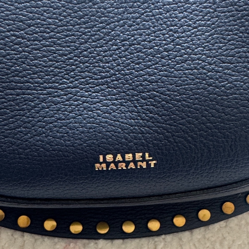 Isabel Marant Dark Blue Shoulder Bag with Gold Accents - Picture 3 of 11